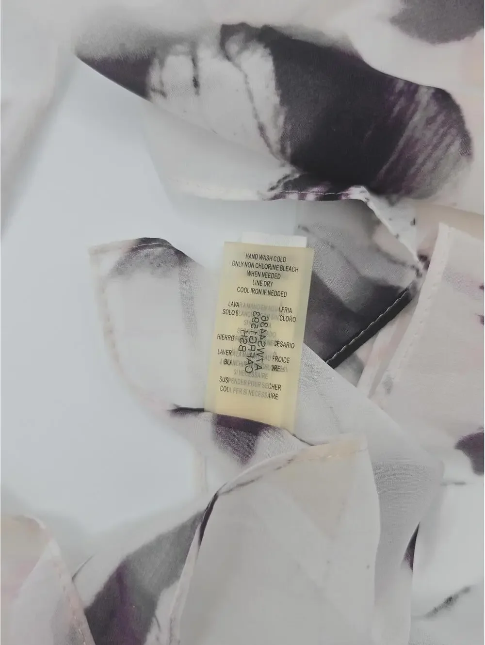 Vintage Calvin Klein Sheer Abstract Scarf Gray Black Purple Wrap Shawl 72x25